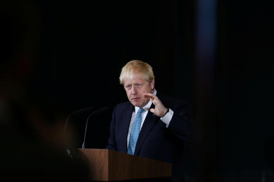 Britain's Prime Minister Boris Johnson gestures during a speech on domestic priorities at the Science and Industry Museum in Manchester, Britain, July 27, 2019. Reuters