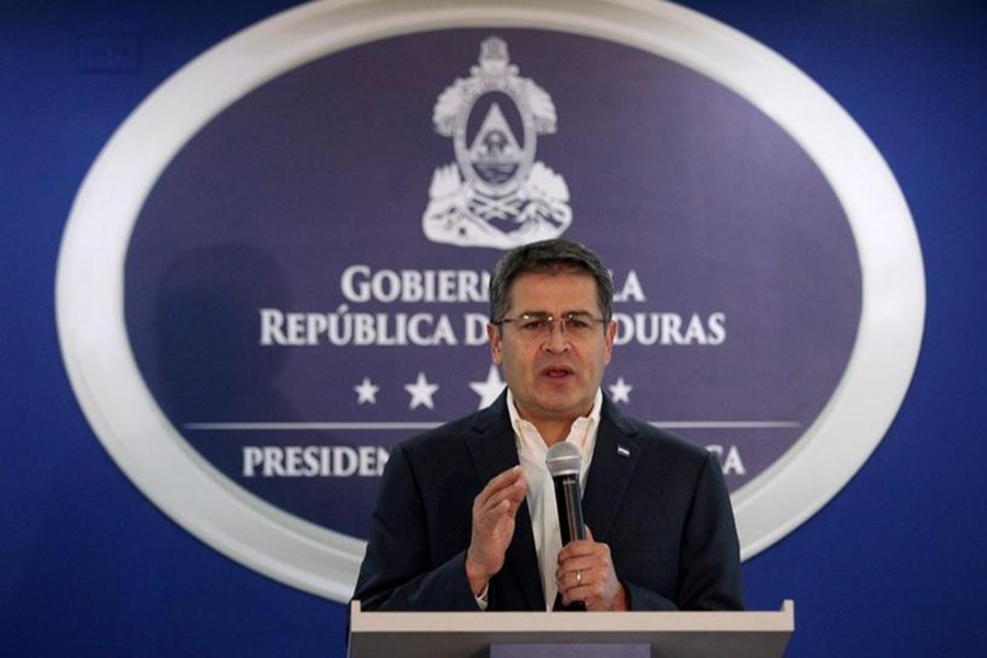 Honduras' President Juan Orlando Hernandez holds a news conference at the Presidential House in Tegucigalpa, Honduras on May 30, 2019 — Reuters/Files