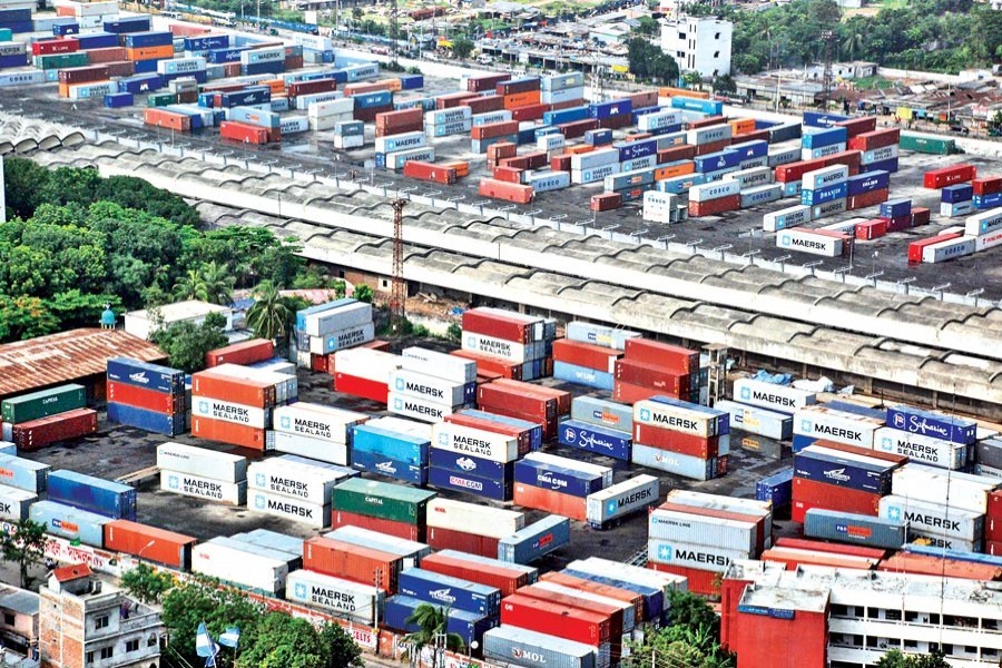 A partial view of the Inland Container Depot (ICD) at Kamalapur in Dhaka — FE Photo