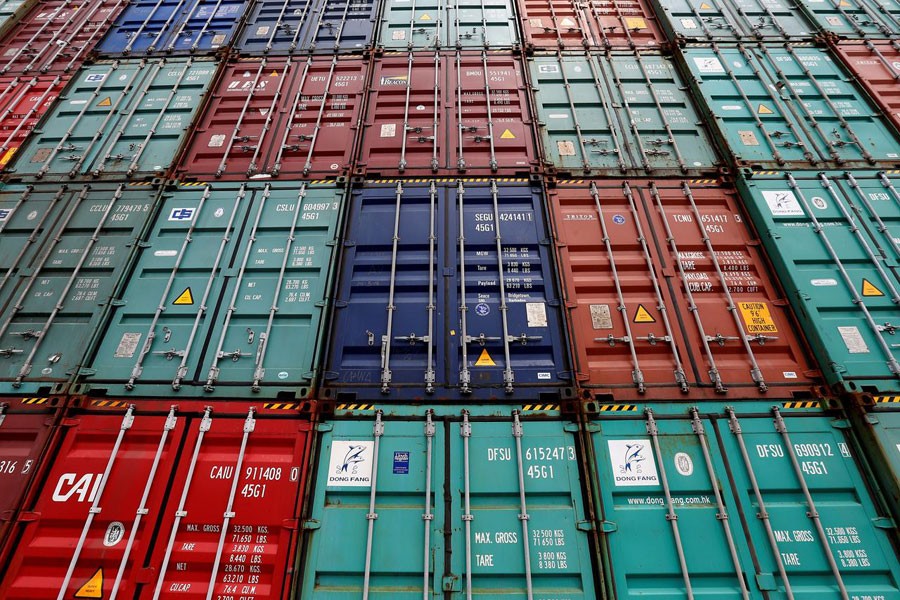 A stack of shipping containers are pictured in the Port of Miami in Miami, Florida, US, May 19, 2016. Reuters/File Photo