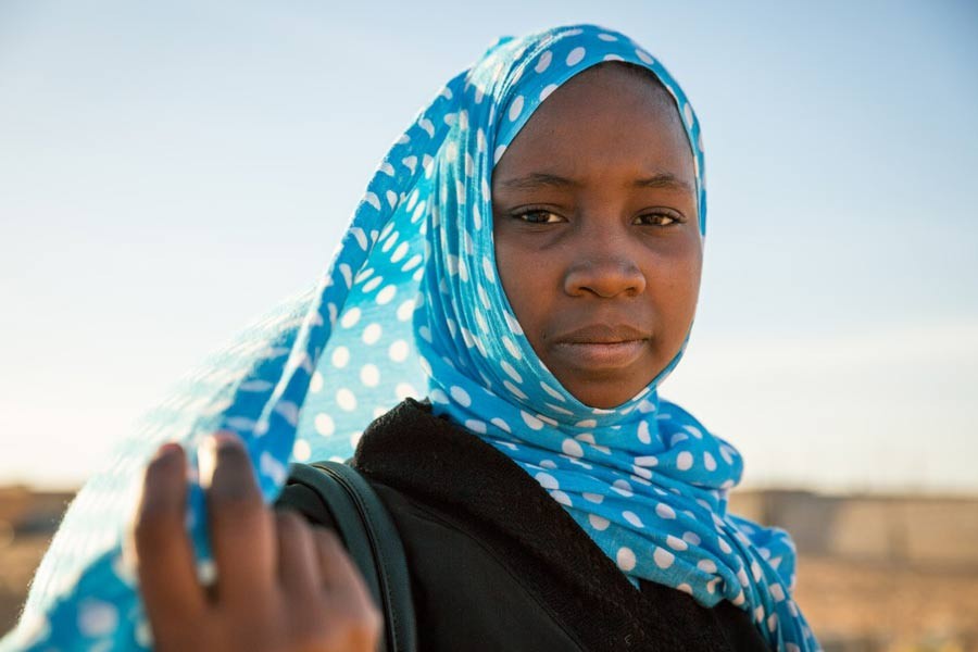 Aichetou, 14, is in class 8 at College Riyad 5, Tarhil, Nouakchott, Mauritania