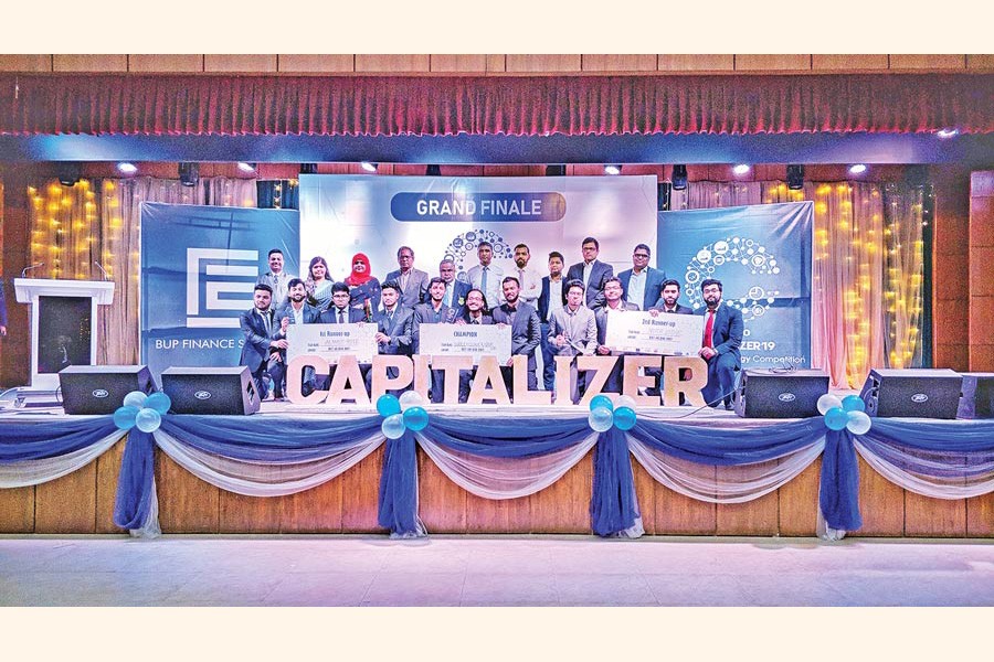Winners of Capitalizer'19 held at Bangladesh University of Professionals with the judges and guests