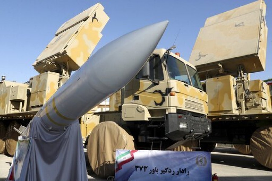 In this photo released by the official website of the office of the Iranian Presidency, Iran-made Bavar-373 air-defense missile system is seen after being unveiled by President Hassan Rouhani, Iran, Thursday, Aug 22, 2019 - Iranian Presidency Office via AP