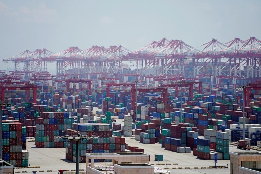 Containers are seen at the Yangshan Deep Water Port in Shanghai, China, August 6, 2019. Reuters/Files