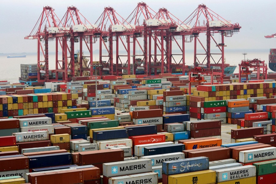 Containers are seen at the Yangshan Deep Water Port in Shanghai, China, April 24, 2018. Reuters/Files