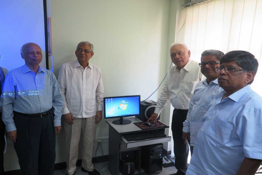 Syed Manzur Elahi, chairperson of the Board of Trustees of East West University, inaugurating the new website of the leading private university  in the city Thursday