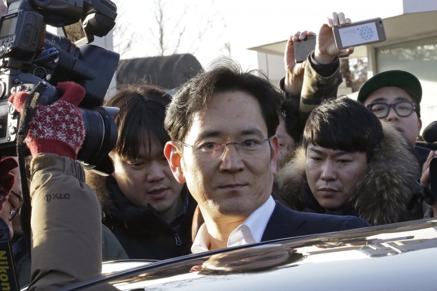 In this Feb. 5, 2018, file photo, Lee Jae-yong, vice chairman of Samsung Electronics, gets into a car to leaves a detention center in Uiwang, South Korea. (AP Photo/Ahn Young-joon, File)