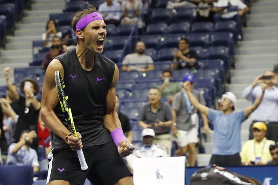 Rafael Nadal of Spain celebrates after match point against Diego Schwartzman of Argentina (not pictured) in a quarterfinal match on day ten of the 2019 US Open tennis tournament at USTA Billie Jean King National Tennis Center — Geoff Burke-USA TODAY Sports via REUTERS