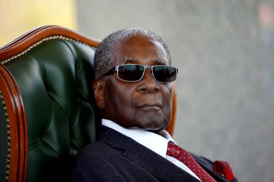 Zimbabwe's former president Robert Mugabe looks on during a press conference at his private residence nicknamed "Blue Roof" in Harare, Zimbabwe, July 29, 2018. Reuters/Files