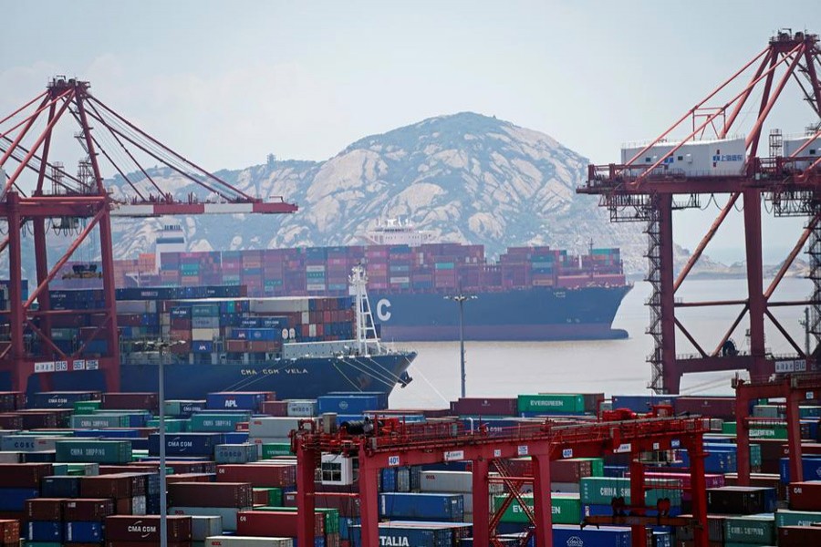 Containers are seen at the Yangshan Deep Water Port in Shanghai, China, August 6, 2019. Reuters
