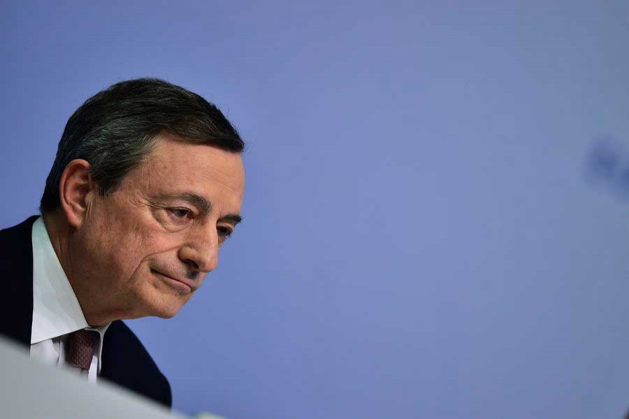 European Central Bank (ECB) President Mario Draghi attends a press conference at the ECB headquarters in Frankfurt, Germany, March 7, 2019. (Xinhua/Lu Yang)