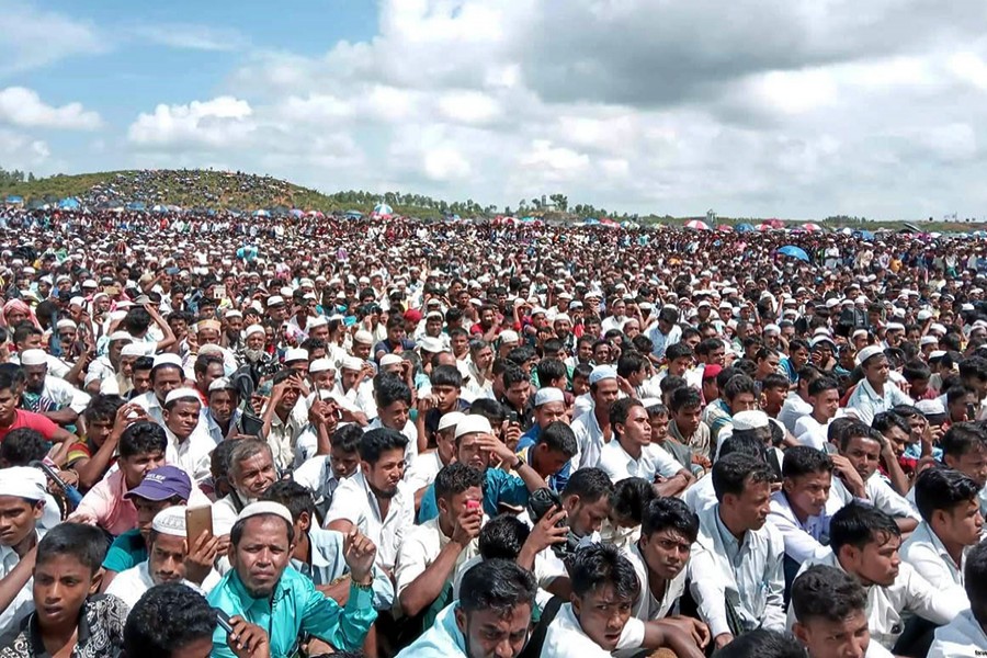 A rally of Rohingya people marking the second anniversary of the exodus held at the Kutupalong camp in Cox’s Bazar on August 25 last — Focus Bangla/Files