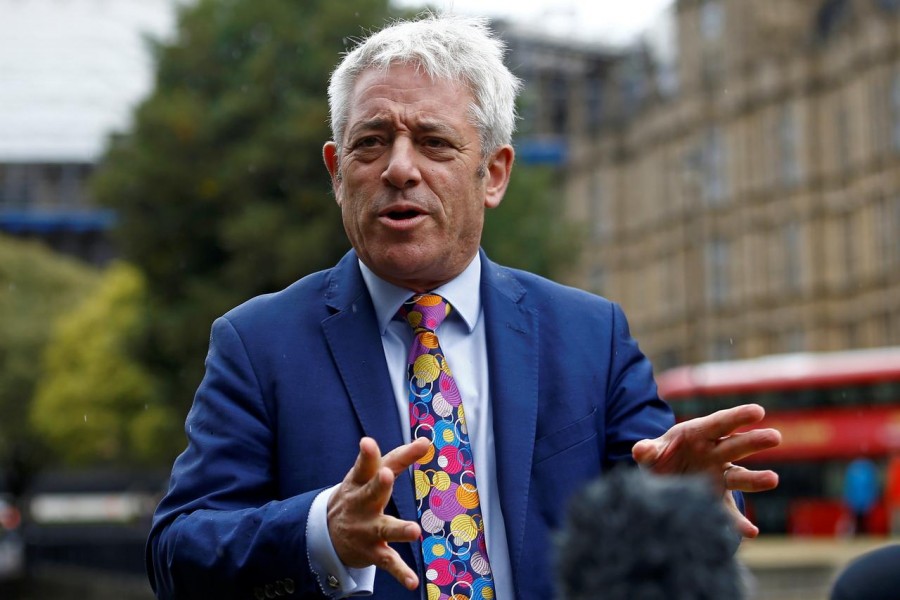 Britain's Speaker of the House of Commons John Bercow, talks to the media outside the Houses of Parliament, in London, Britain September 24, 2019. REUTERS/Henry Nicholls