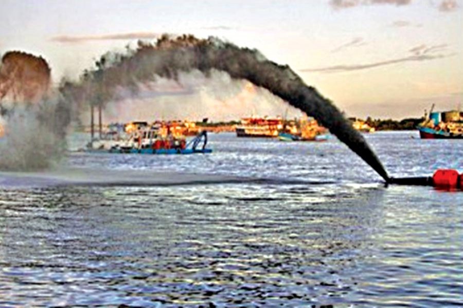 A view of a river dredging--FE Photo