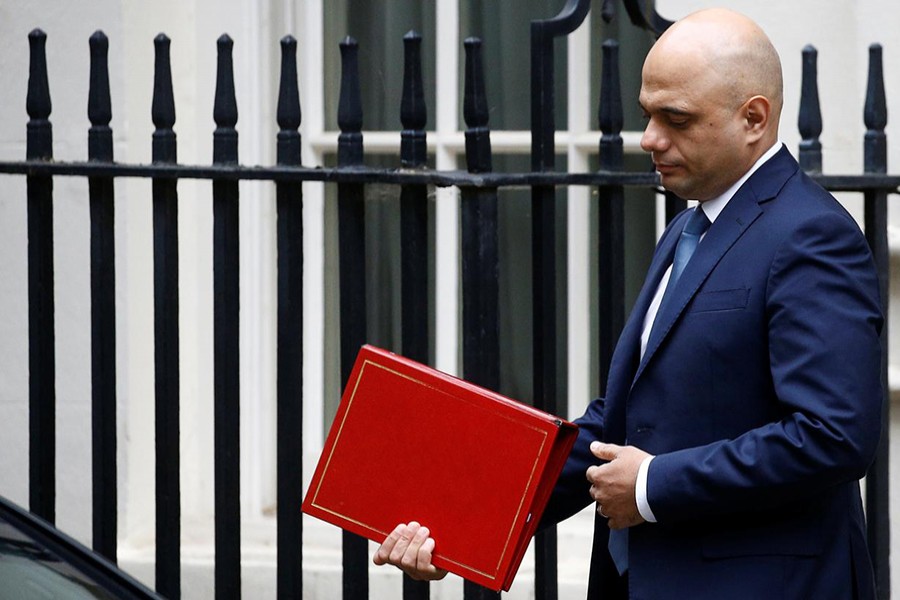 Chancellor of the Exchequer Sajid Javid leaves Downing Street in London, Britain on October 3, 2019 — Reuters/Files