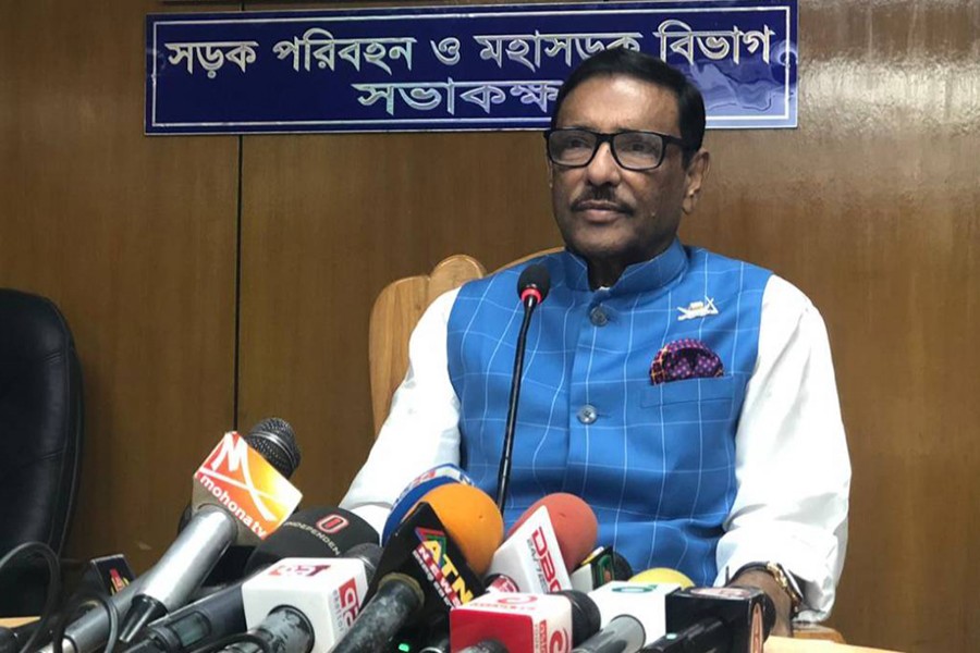 Awami League General Secretary Obaidul Quader speaks to reporters at the Secretariat on Sunday, Oct 20, 2019 — UNB photo