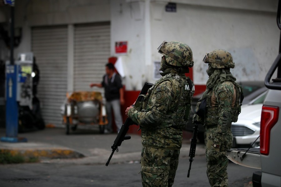 Mexican Marines keep watch during a raid on a warren of clandestine tunnels and alleged drug laboratories at Tepito neighbourhood in downtown Mexico City, Mexico October 22, 2019. — Reuters photo