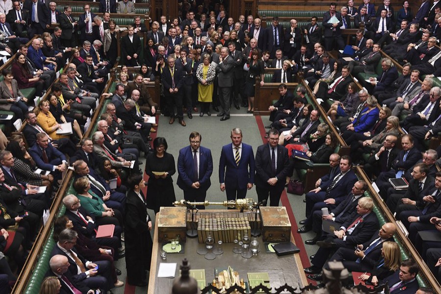 British Members of Parliament vote in favour of the Creasy amendment to the Election Bill, in the House of Commons, London, Tuesday, October 29, 2019 — UK Parliament via AP
