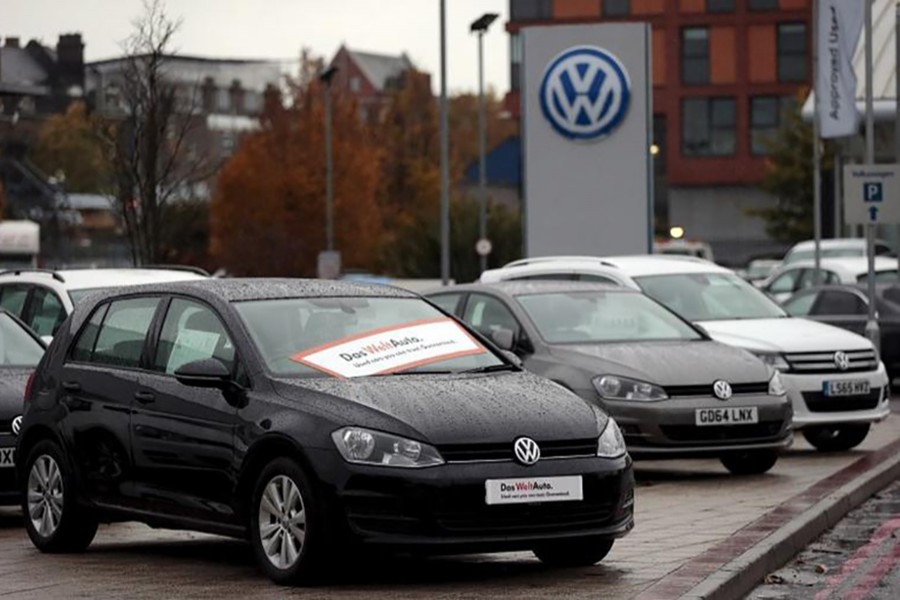 Volkswagen cars are parked outside a VW dealership in London, Britain on November 5, 2015 — Reuters/Files