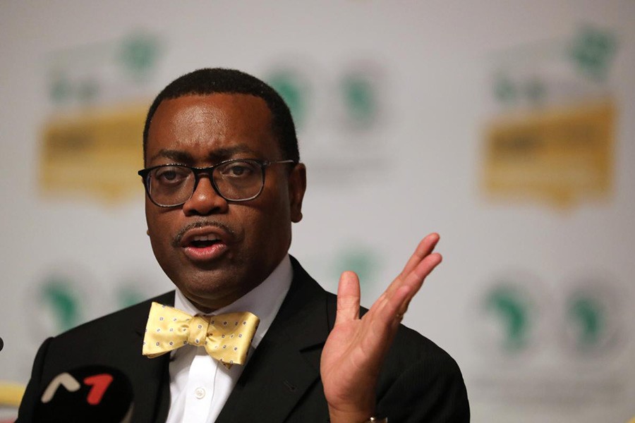 African Development Bank (AfDB) President Akinwumi Adesina speaking to press after a meeting of the board in Abidjan, Ivory Coast on Thursday. -Reuters Photo