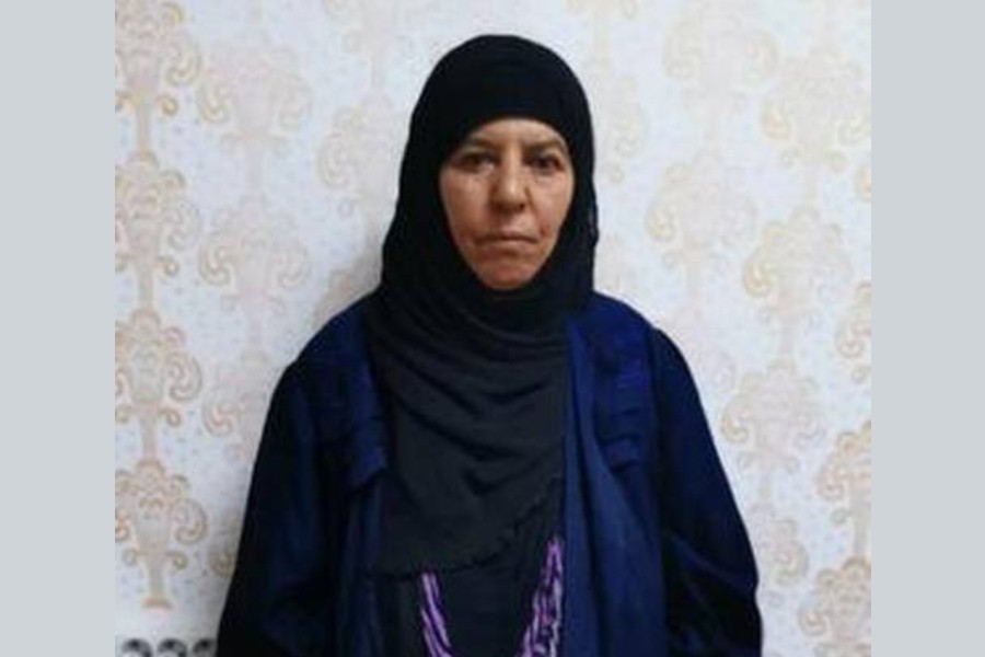 Rasmiya Awad, believed to be the sister of slain Islamic State leader Abu Bakr al-Baghdadi, who was captured on Monday in the northern Syrian town of Azaz by Turkish security officials, is seen in an unknown location in an undated picture provided by Turkish security officials.   | Photo Credit: REUTERS