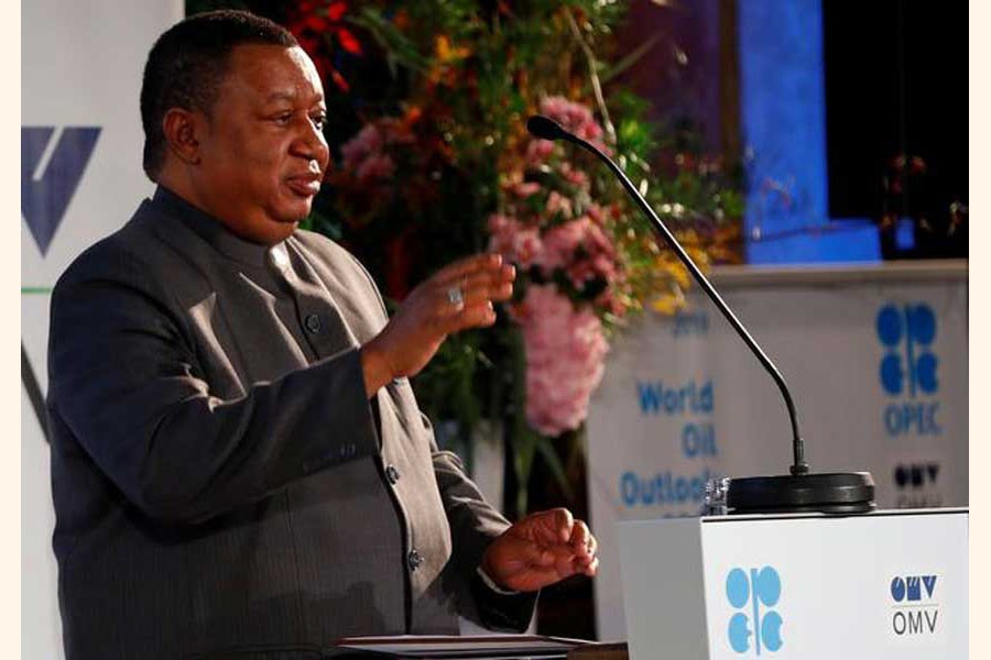 OPEC Secretary-General Mohammad Barkindo delivering his speech during the presentation of the World Oil Outlook in Vienna, Austria recently                  	— Reuters