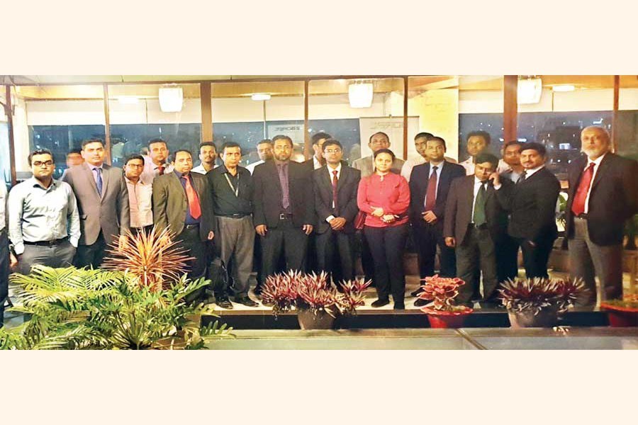 Senior executives of The Bangladesh Rating Agency Limited (BDRAL) and Dun & Bradstreet South Asia Middle East Limited posing with local bankers during a discussion meeting on the 'Credibility of SME Ratings in Bangladesh' at a local hotel recently. Sayed Javed Ahmad, CEO of BDRAL, presided over the meeting