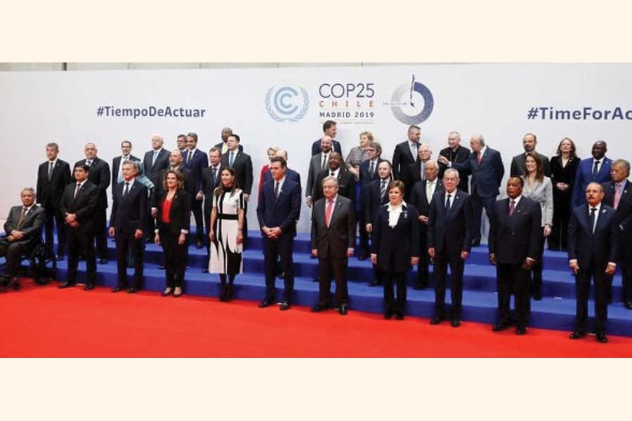 Family photo at the opening of the 25th Conference of the Parties (COP25) on climate change, taking place in Madrid from December 02 to 13. —Photo credit: UNFCCC