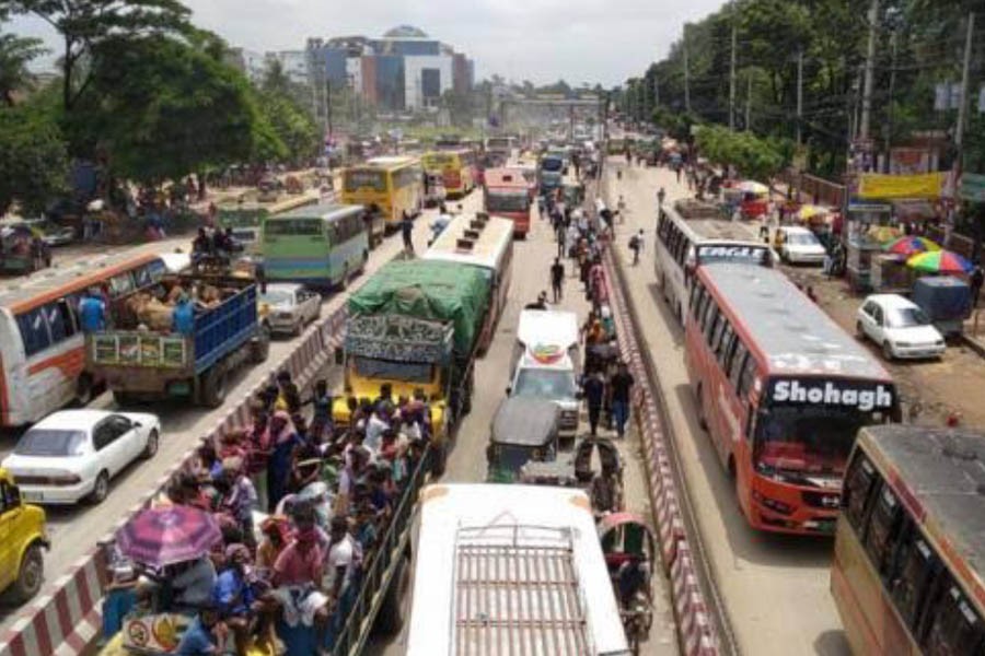 Police check posts create long tailback on Dhaka-Aricha highway