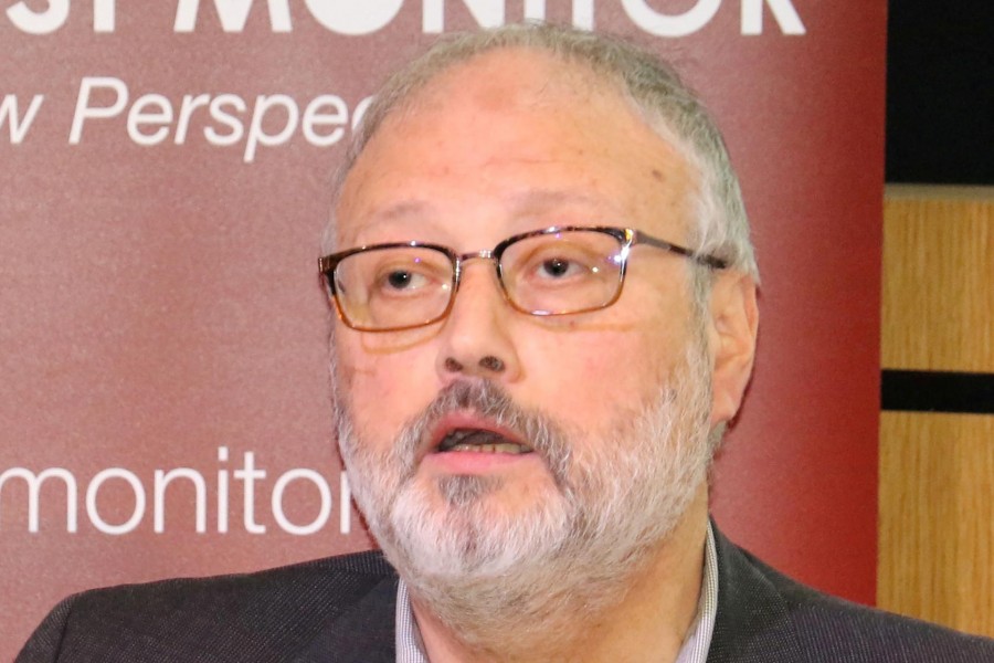 Saudi dissident Jamal Khashoggi speaks at an event hosted by Middle East Monitor in London, Britain, September 29, 2018. Middle East Monitor/Handout via Reuters