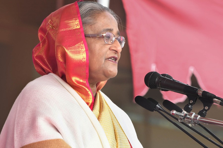 Prime Minister Sheikh Hasina seen in this undated Focus Bangla photo