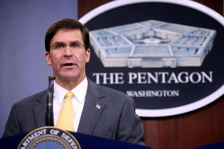 US defence secretary Mark Esper holds his first news conference at the Pentagon in Arlington, Virginia, US, August 28, 2019. Reuters/File Photo