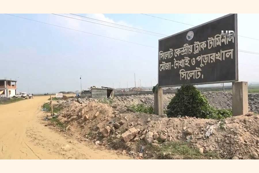 The newly-built Sylhet Central Truck Terminal in the Paraichak area remained unused for lack of cooperation of the truckers  	— FE Photo