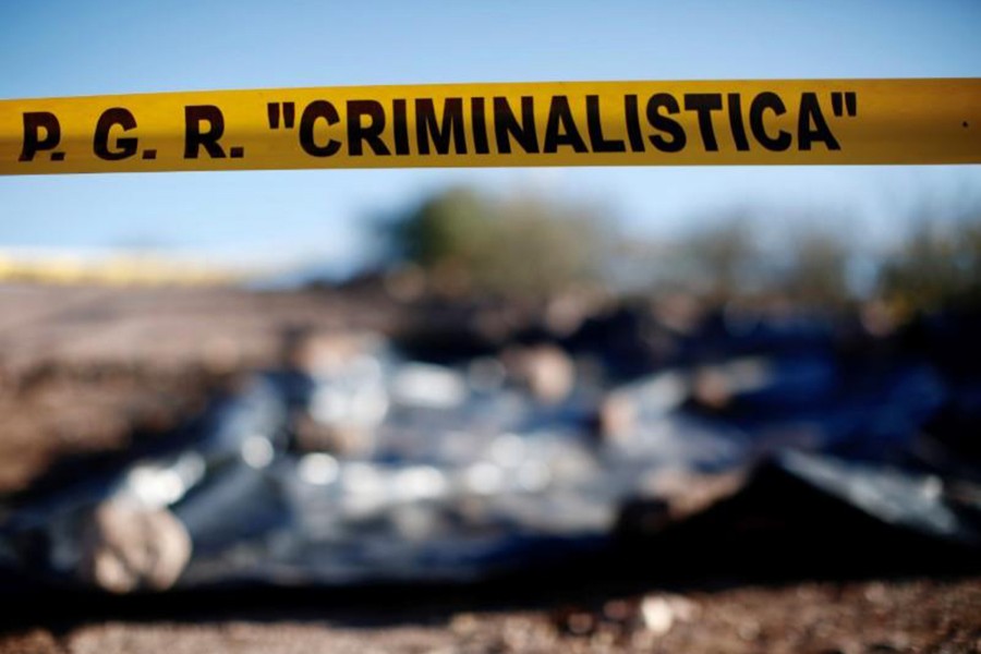 A cordon set up by the office of Mexico's Attorney General is seen at the crime scene where family members of US-Mexican Mormon origin were killed near La Mora, Sonora, Mexico on January 11, 2020 — Reuters photo