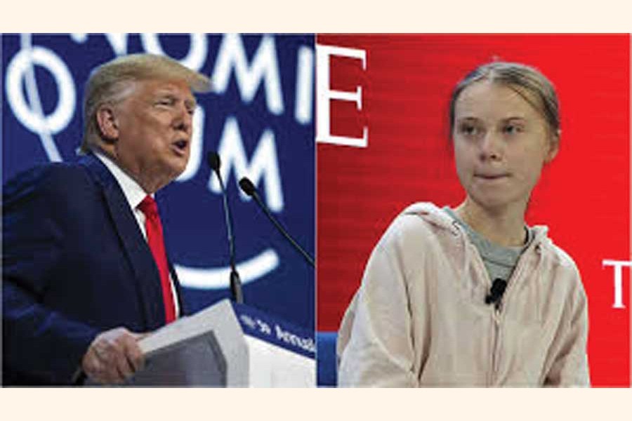 Donald Trump and Greta Thunberg clash on climate at World Economic Forum 2020. 	—Photo: AP