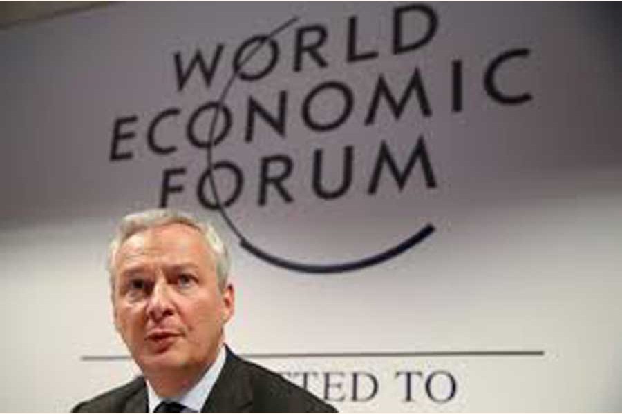 France's Economy Minister Bruno Le Maire addressing a news conference during the 50th World Economic Forum (WEF) in Davos, Switzerland on Wednesday 	— Reuters