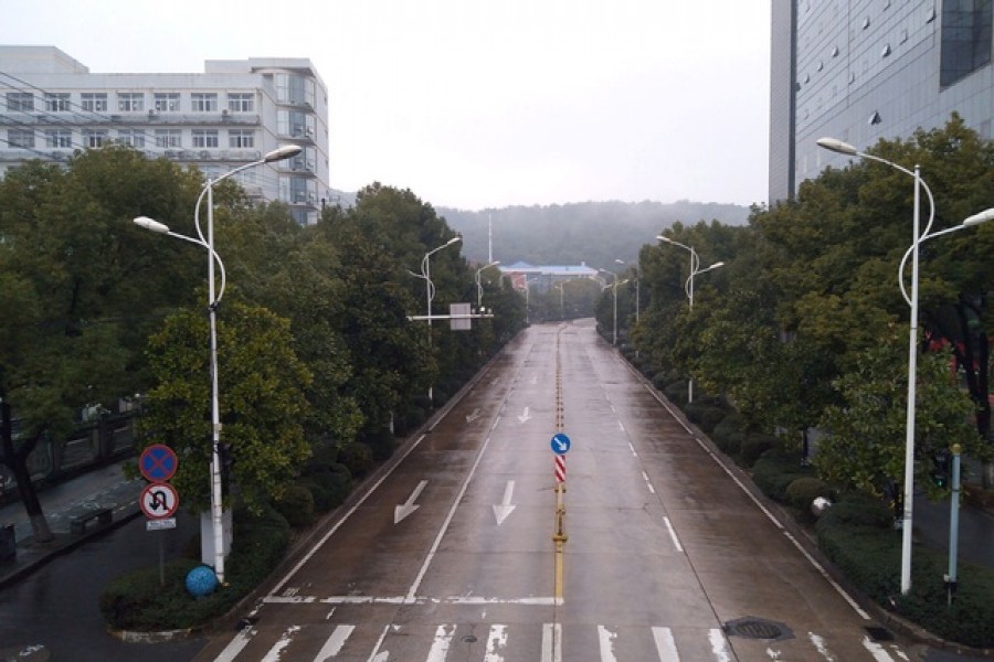 An empty street is seen in Wuhan, Hubei province, China, January 25, 2020, in this picture obtained from social media. Instagram/Emilia via Reuters