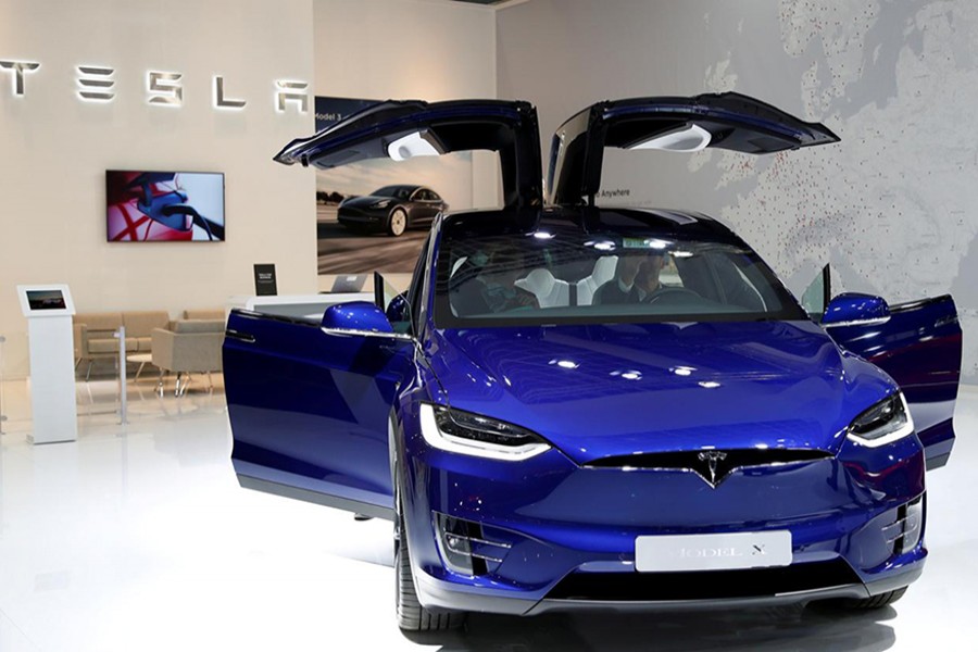 A Tesla Model X electric car is seen at Brussels Motor Show, Belgium on January 9, 2020 — Reuters/Files