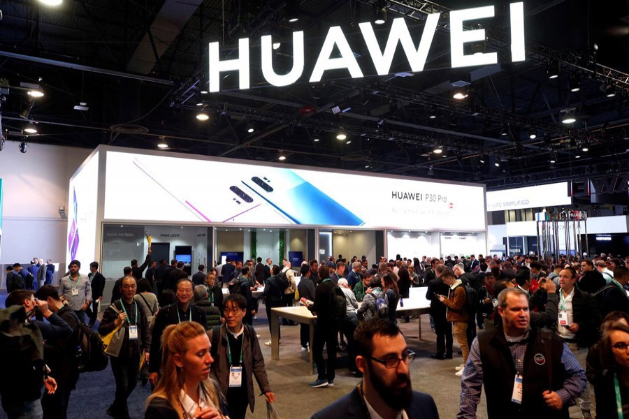 The Huawei booth is shown during the 2020 CES in Las Vegas, Nevada, US, January 7, 2020. Reuters
