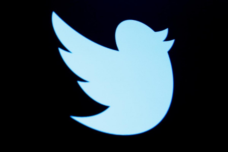 FILE PHOTO: The Twitter logo is displayed on a screen on the floor of the New York Stock Exchange (NYSE) in New York City, U.S., September 28, 2016. REUTERS/Brendan McDermid/File Photo