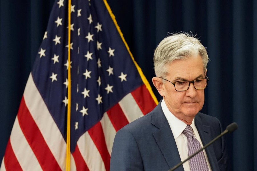 US Federal Reserve chairman Jerome Powell arrives to speak to reporters after the Federal Reserve cut interest rates in an emergency move designed to shield the world's largest economy from the impact of the coronavirus, in Washington, US, March 03, 2020. — Reuters