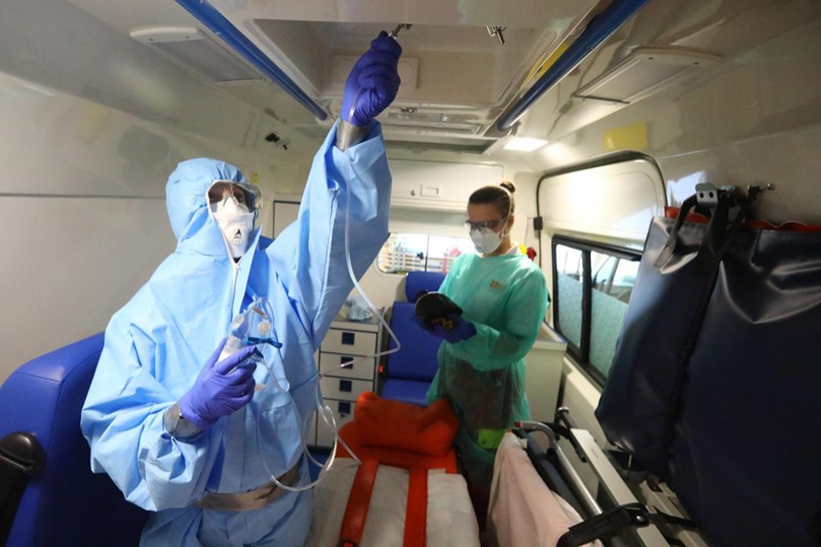 Members of the aid and welfare organisation Arbeiter-Samariter-Bund (ASB) train the usage of protection gear at their base in Seligenstadt, Germany on March 30, 2020, as the spread of the coronavirus disease (COVID-19) continues — Reuters photo