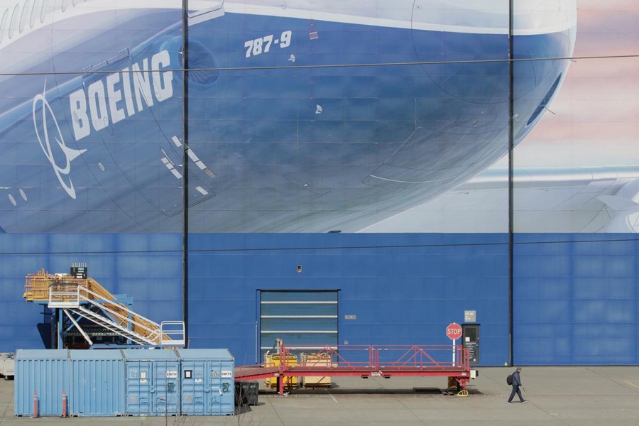 A worker leaves the Boeing Everett Factory, amid the coronavirus disease (COVID-19) outbreak, in Everett, Washington, US on March 23, 2020 — Reuters/Files