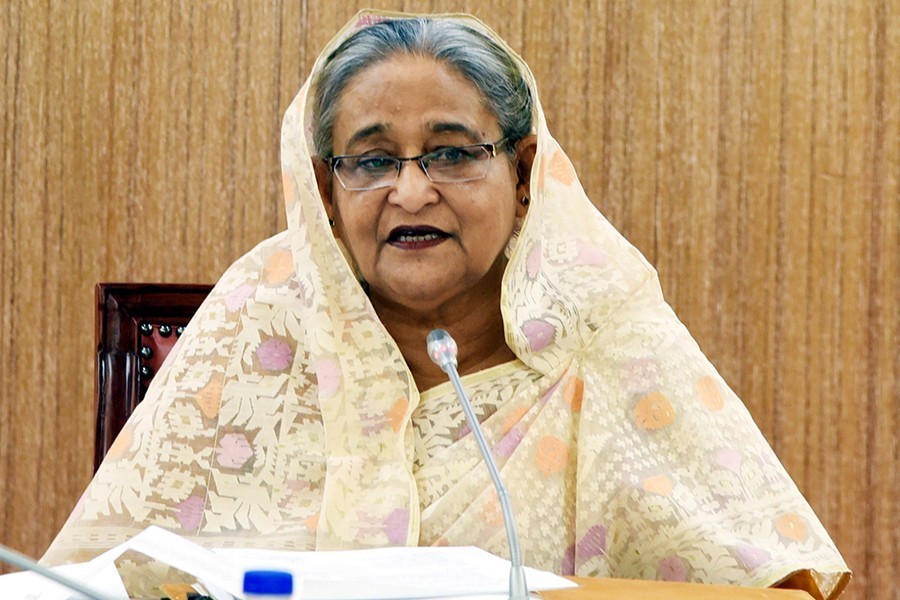 Prime Minister Sheikh Hasina is seen in this undated BSS photo