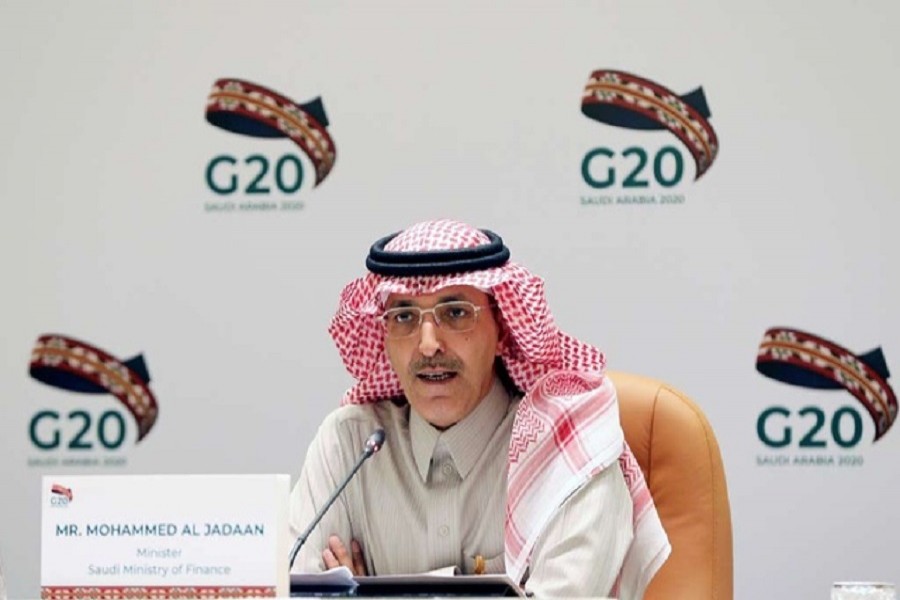 Saudi Minister of Finance Mohammed al-Jadaan speaks during a media conference with Saudi Arabia's central bank governor Ahmed al-Kholifey, in Riyadh, Saudi Arabia, February 23, 2020. — Reuters