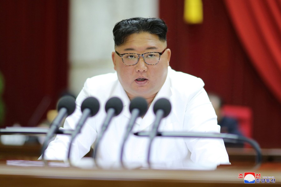 North Korean leader Kim Jong Un speaks during the 5th Plenary Meeting of the 7th Central Committee of the Workers' Party of Korea (WPK) in this undated photo released on December 30, 2019 by North Korean Central News Agency (KCNA) — KCNA via REUTERS