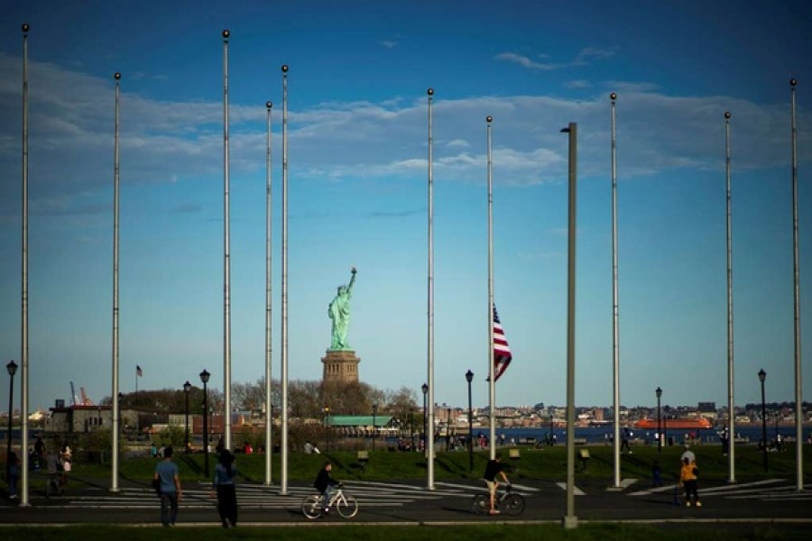 People visit the Liberty State Park after many New Jersey Parks set to re-open during the outbreak of the coronavirus disease (COVID-19) in Jersey City, New Jersey, US, May 02, 2020. — Reuters