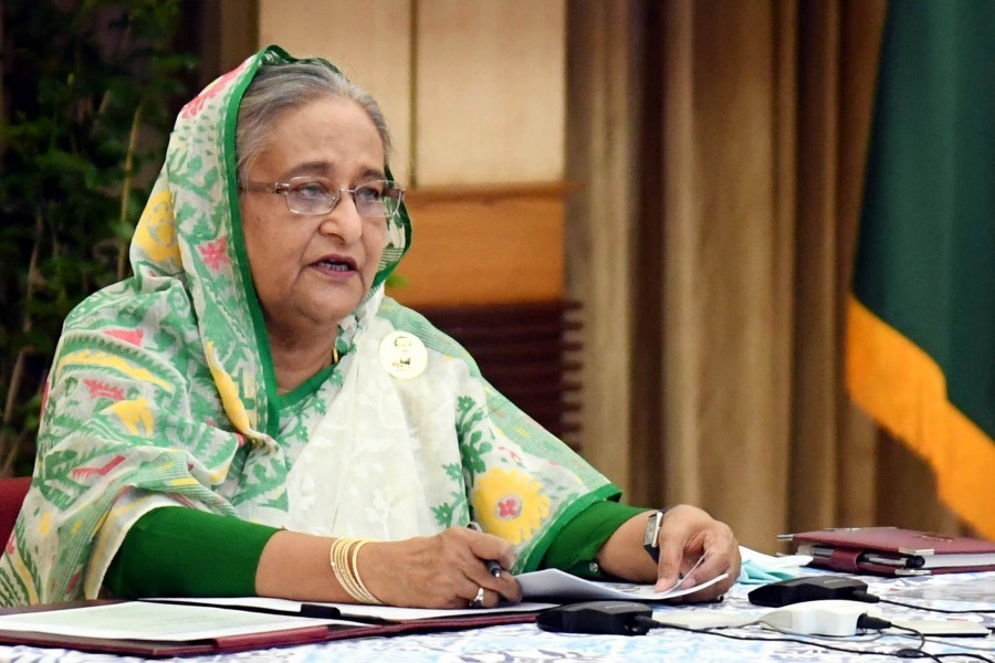 Prime Minister Sheikh Hasina is seen in this undated Foucs Bangla photo