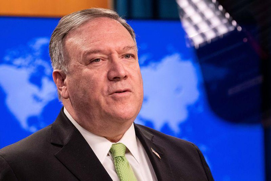 US Secretary of State Mike Pompeo speaks to the media at the State Department in Washington, DC, US on May 20, 2020 — Pool via REUTERS
