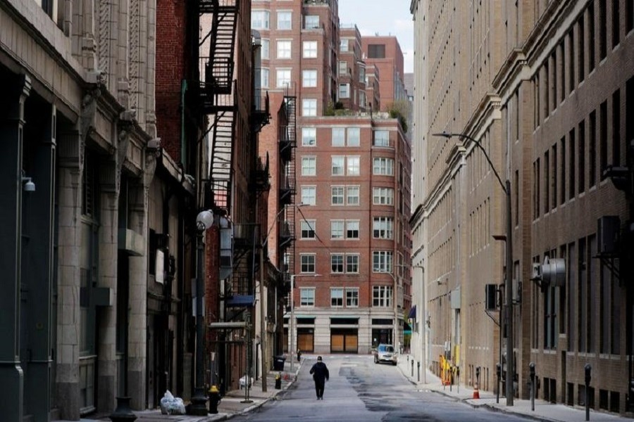 A pedestrian walks on an empty street amid the coronavirus disease (COVID-19) outbreak, in Boston, Massachusetts, US, May 12, 2020. — Reuters/Files